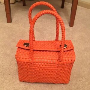Mexican Handwoven Orange Artisan Tote Bag